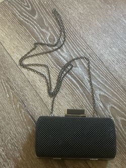 Elegant Black Beaded Evening Clutch Bag with Chain / Bolso de Noche