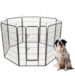 Safstar 8 Panels Metal Dog Playpen, 48" Height Dog Fence Exercise Pen with Doors for Large Medium Small Dogs Rabbits Cats, Foldable Pet Puppy Playpen 