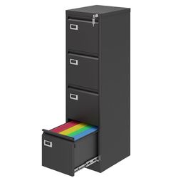 4 Drawer File Cabinet with Lock, Metal Filing Cabinets, Vertical Small Filing Cabinet Steel Lockable Storage Cabinets for Home Office to Orga