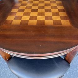 Wood Chess Table With 4 Chairs 