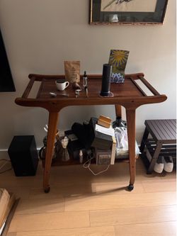 wood bar cart coffee cart wheels