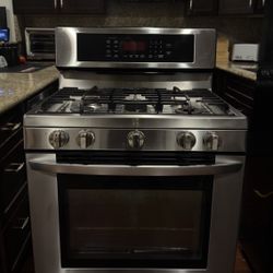 LG Stainless Steel With Black Gas Stove Oven