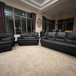 Black Italian leather Sofa Set