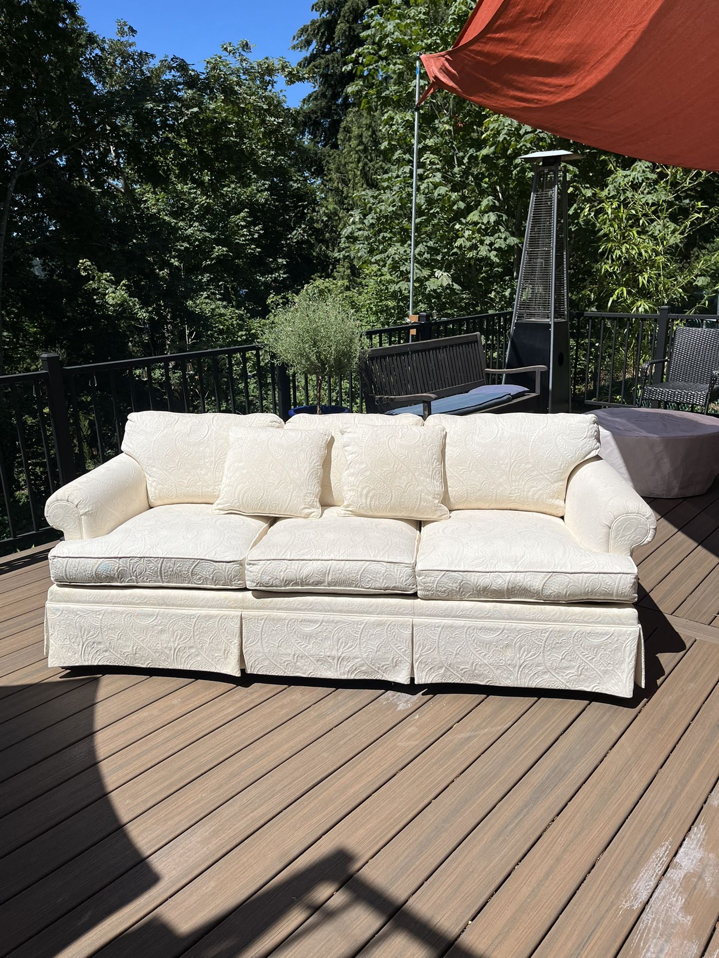 Embossed White Couch