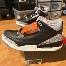 Jordan 3 “Black Cement “ Mens Size 8.5  New No Box Lid