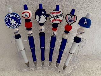 Handmade LA Dodgers Beaded Ballpoint Pens Set of 6