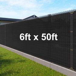 (NEW) $40 Black Color 6x50 FT Privacy Screen Fence, Mesh Shade Cover for Garden Wall Yard Backyard 