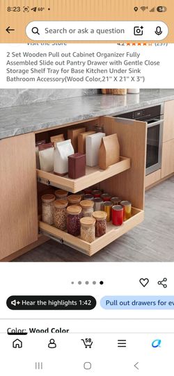 2-Set Wooden Pull-Out Cabinet Organizer Drawers