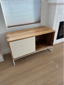 West Elm media console w/ shelves