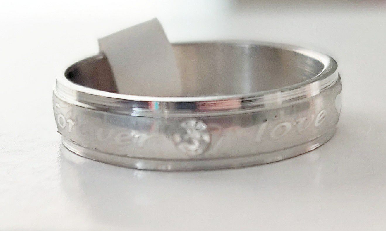 New Stainless Steel Band Size 7.5 'Forever Love'