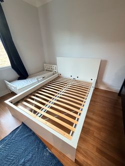 White Bed Frame with Slatted Base