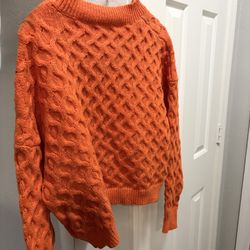 SHEIN Vibrant Orange Cowl Neck Sweater
