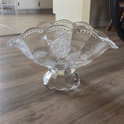 Vintage Imperlux Hand Cut Crystal Footed Centerpiece Bowl