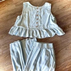 ANRABESS Linen 2-Piece Outfit XL Light Blue