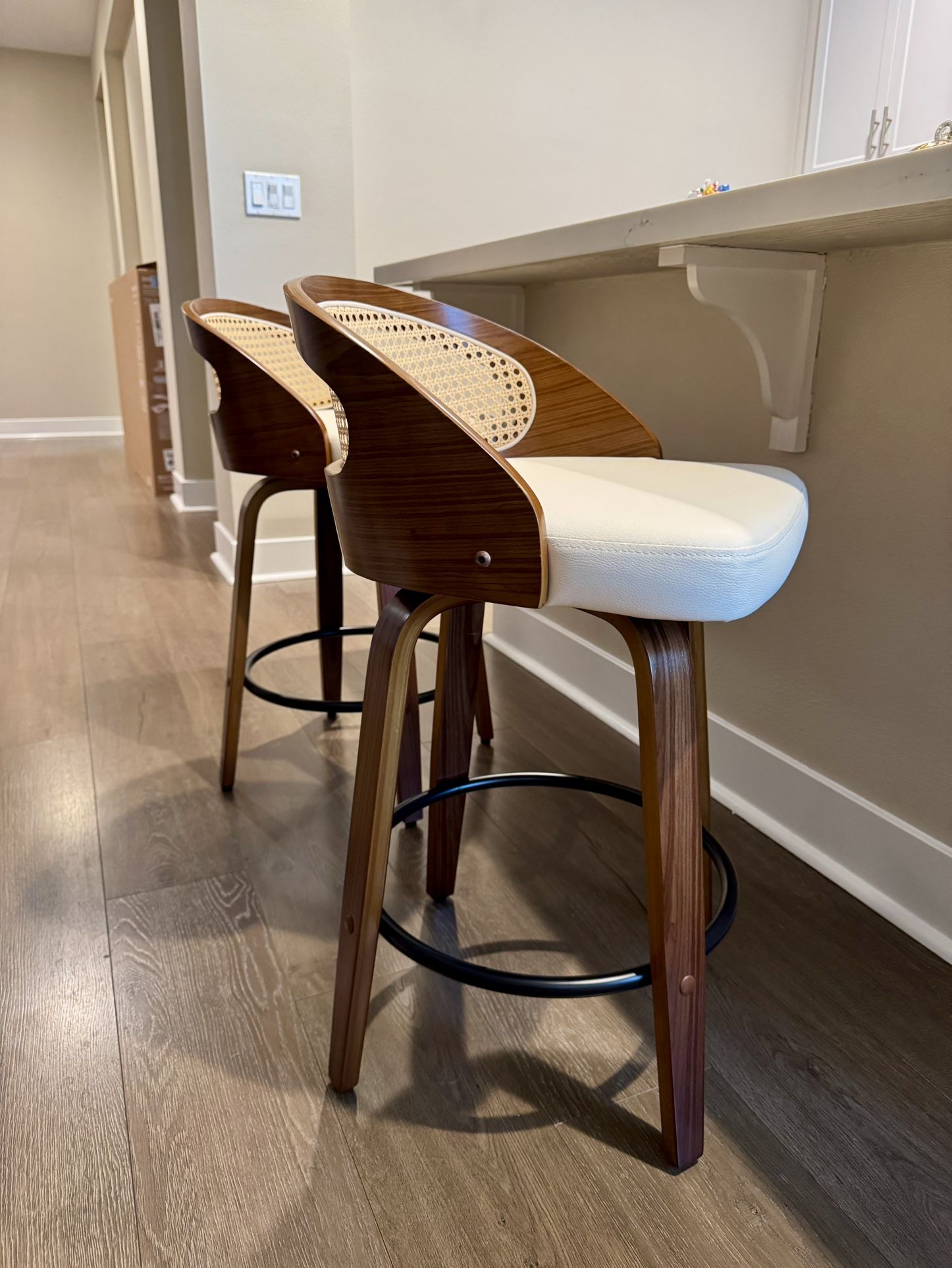 Leeana Swivel Faux Leather Counter & Bar Stools (Set of 2)