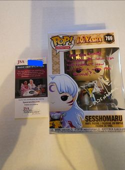 Sesshomaru Funko Pop #759 Signed and Quoted by David Kaye JSA Authenticated