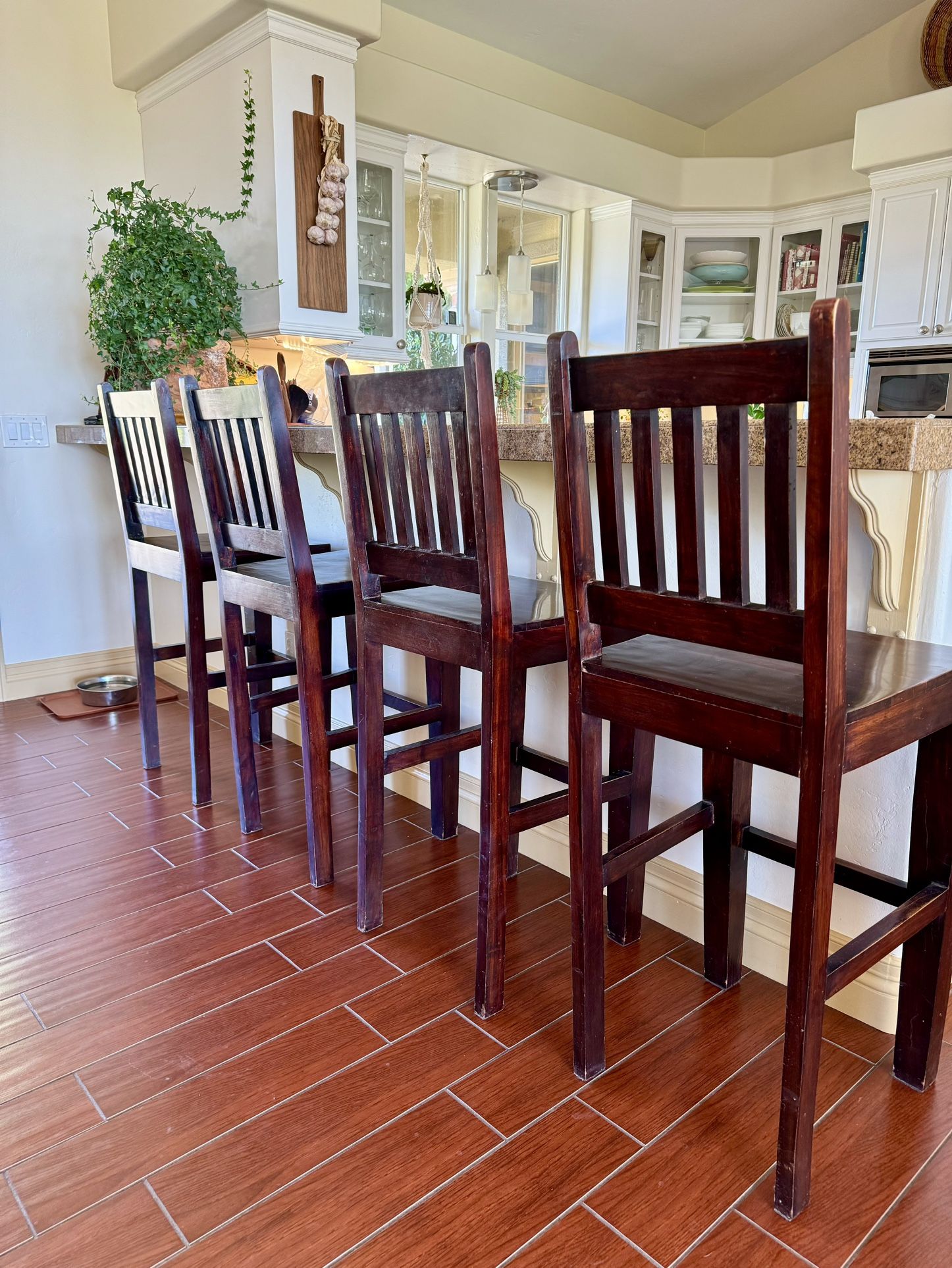 Solid Wood Bar Stools (4)