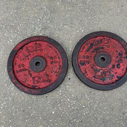 DP 44 Lb 20 Kilos Barbell Weight Plate 1" Hole By Diversified Products Red/rust. Used in good condition as pictured 