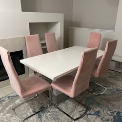Luxury Modern BoConcept Dining Table & 6 Cantilever Chairs