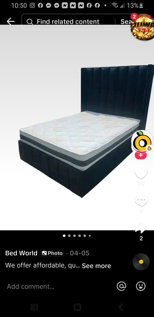 Twin Bed Frame & Padded Headboard