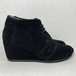 TOMS Kala Black Suede Classic Comfort Casual Fashion Wedge Bootie Shoes Wmns Sz 8.5