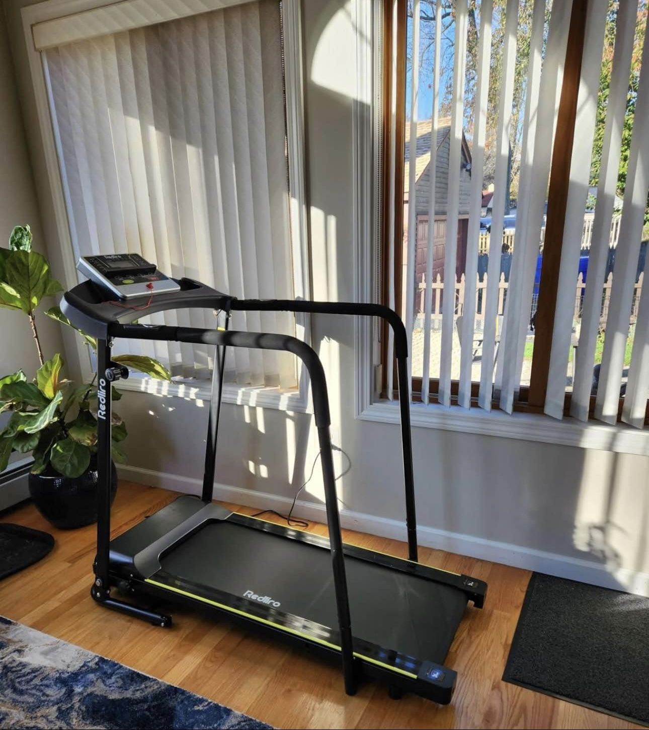 Walking Treadmill with Long Handrail for Balance, Recovery Fitness Exercise Machine W/LCD Display