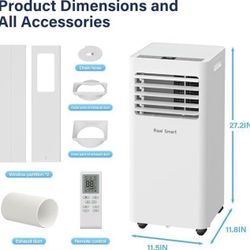 Portable Air Conditioners 8000 BTU,Quiet Portable AC Units for Rooms 3-IN-1 Cools Up to 500 Sq.Ft with Dehumidifier,Fan,Remote Control,24H Timer,Sleep