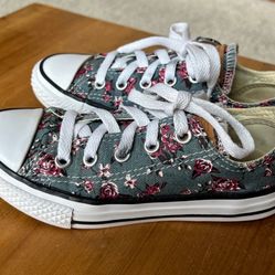 Converse All Star Low Floral Sneakers Girls Size 12