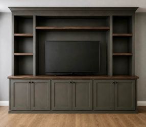 Custom Handcrafted Solid Hardwood TV Media Wall Builds