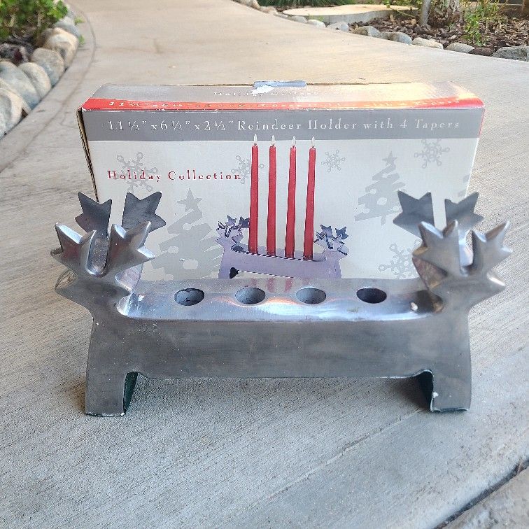 Reindeer Candle Christmas Decoration Holder Metal