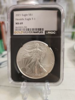 2021 American Silver Eagle NGC MS69 Heraldic Eagle T-1