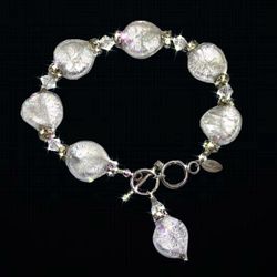 Sterling foiled Murano glass w/ Swarovski Crystals bracelet by Lucky Clover