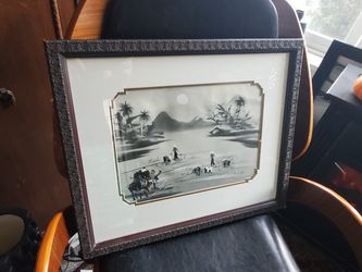 BEAUTIFUL CHINESE PRINT - BEVEL FRAMED AND IN MINT CONDITION