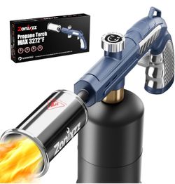 Powerful Propane Torch - kitchen torch with Adjustable Flame, 3272°F flame thrower for Sous Vide, Searing Steak, BBQ, Grill, Campfire Charcoal Starter