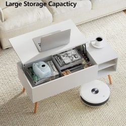 Wood Lift Top Coffee Table with Storage, Mid Century Modern Farmhouse Coffee Table, Small Coffee Tables for Living Room, Office