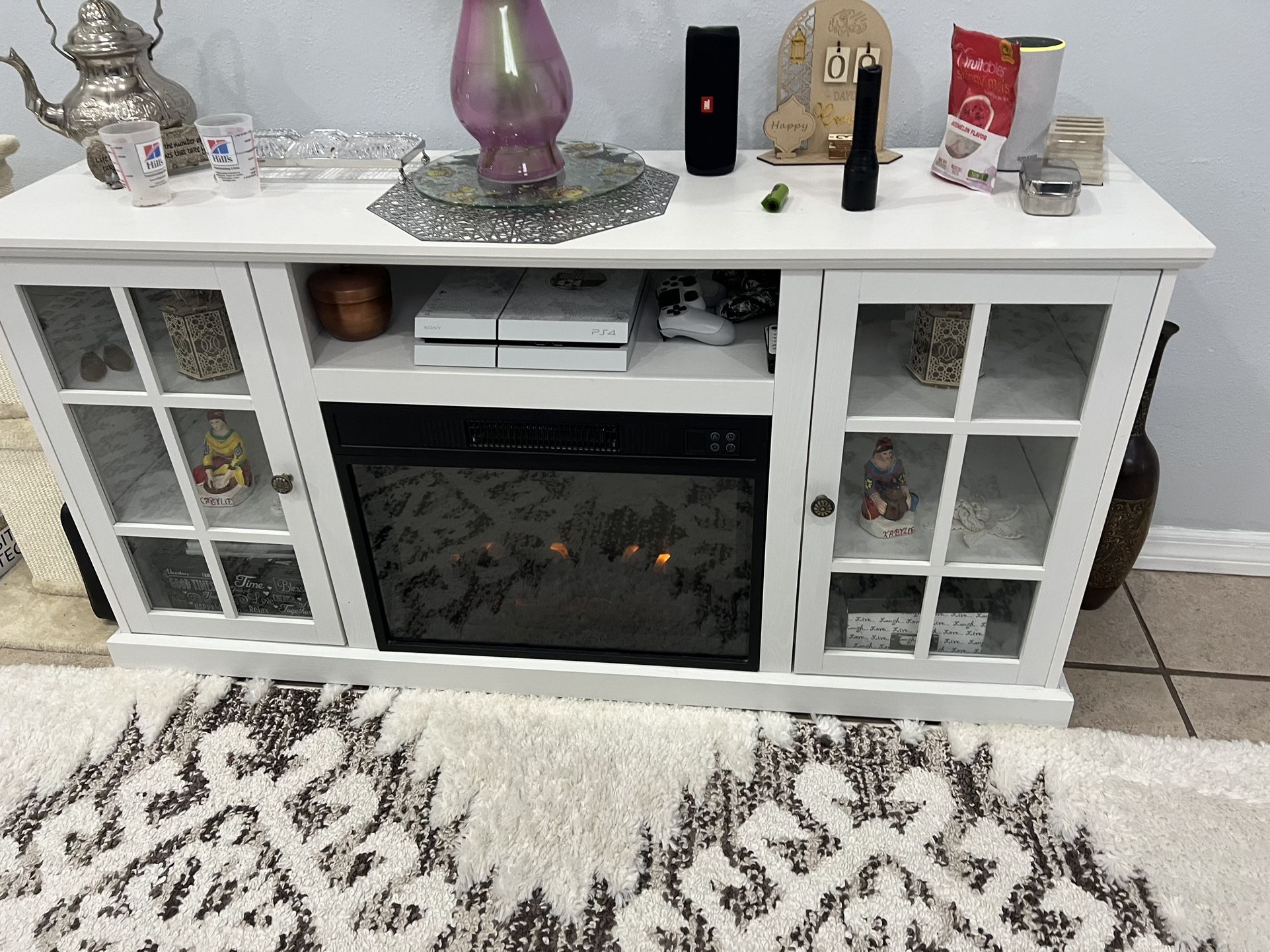 Nice Wooden Entertainment Center/Tv stand With Glass Enclosed shelves