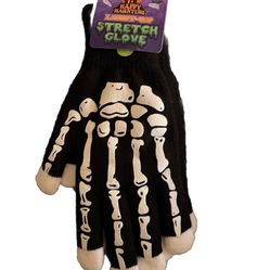 Happy Haunting Light Up Stretch Gloves Black