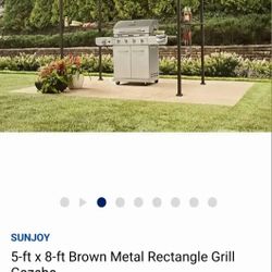 Sunjoy brown metal Rectangle grill gazebo exterior 5x8ft Sunjoy brown metal Rectangle grill gazebo exterior 5x8ft 
New in box assembly required 
Item 