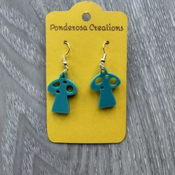 Teal Mushroom - Earrings (Style 1)