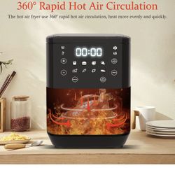 Air Fryer,3.4Qt Small Electric Hot Air Fryer Cooker 1200W with 8 Presets,LCD Touch Screen,Nonstick Basket(Black)