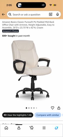 Like New: Amazon Basics Cream Padded Office Desk Chair