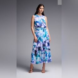 NWT Joseph Ribkoff Vanilla/Multi Sleeveless Maxi Dress Style 231716 