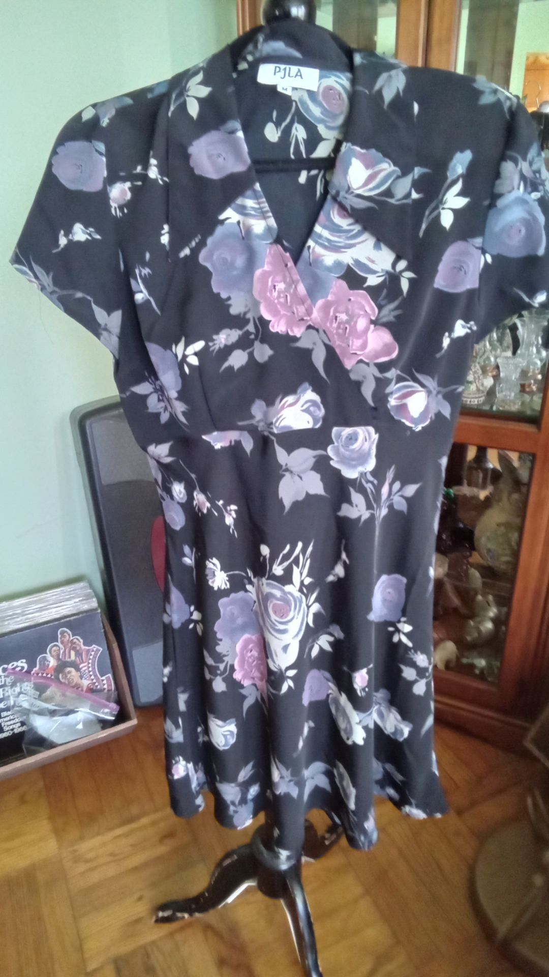 Flowers dress Size Medium black dress