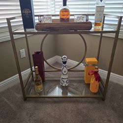 Metal and Glass Bar Cart Gold Finish