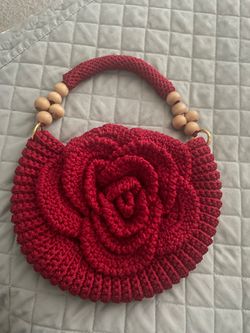 Red crochet purse