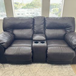 Ashley Brown Leather Dual Reclining Loveseat