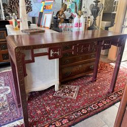 Antique, Beautiful Hand, Painted Hallway, Entry Sofa Table