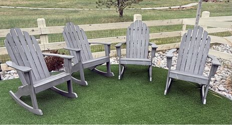 Set of 4 Gray Adirondack Rocking Chairs