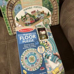 New Melissa & Doug floor tracks puzzle and take along railroad set