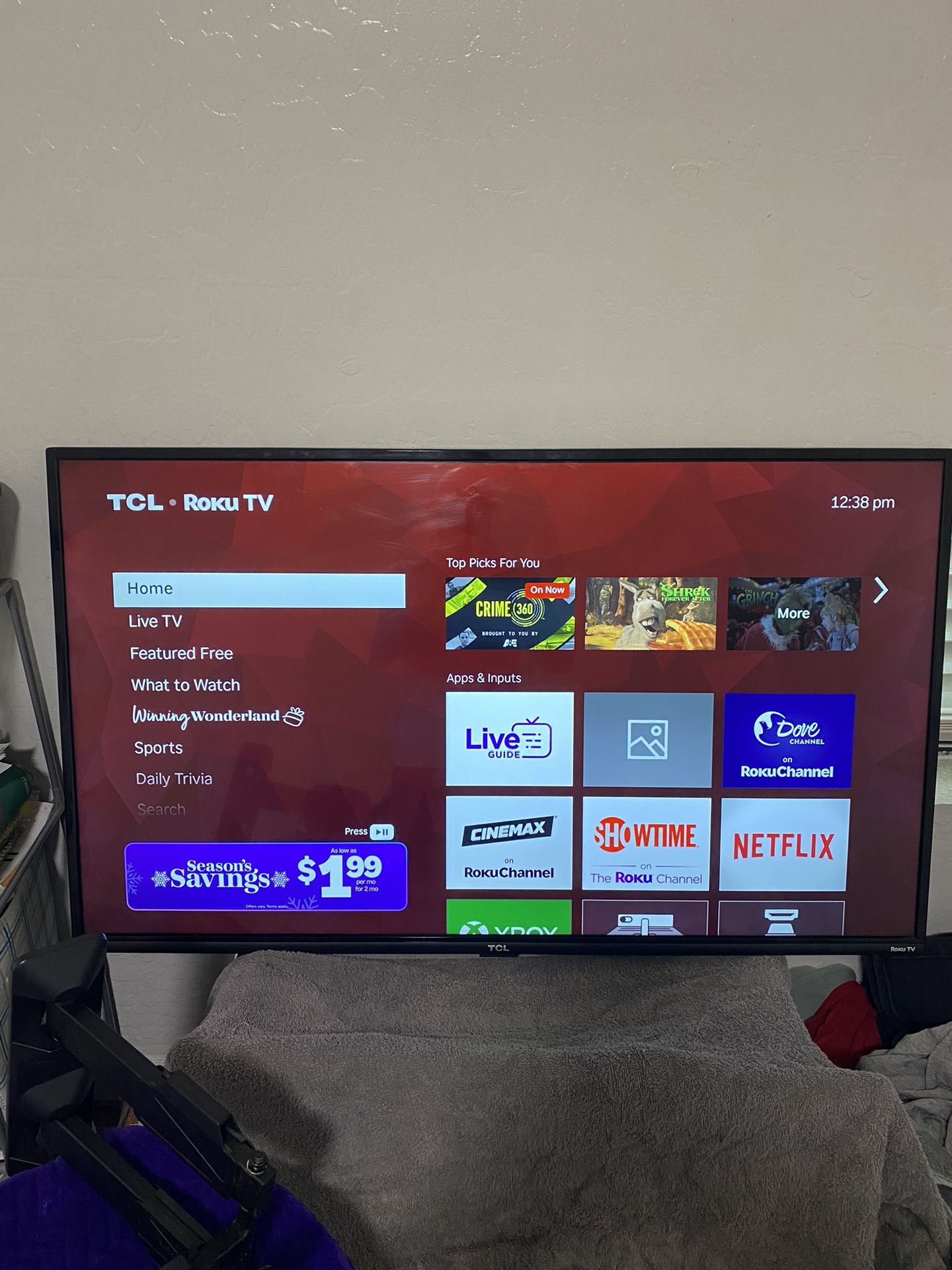 38” TV With Wall Mount 